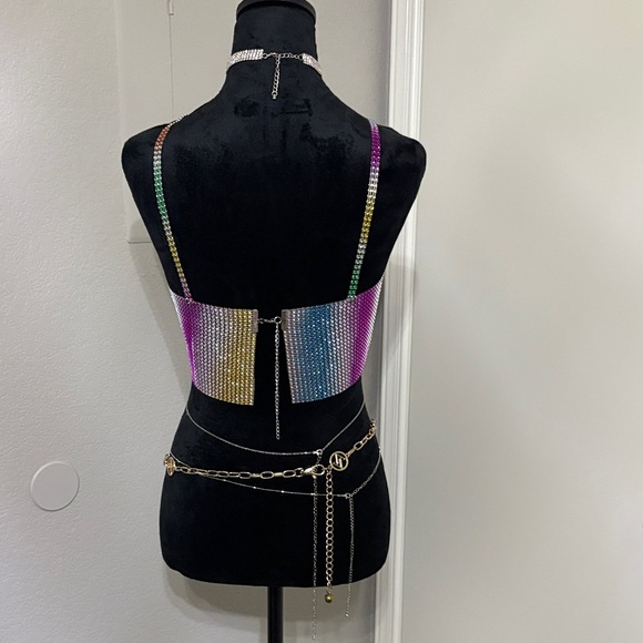 Multicolor Rhinestone Crop Top - Picture 2 of 2